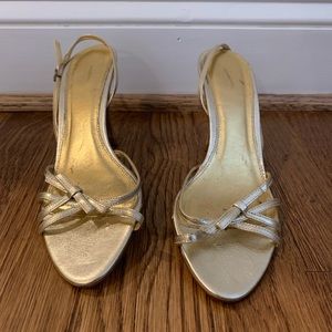 J.Crew Gold Sandal Heels 7.5